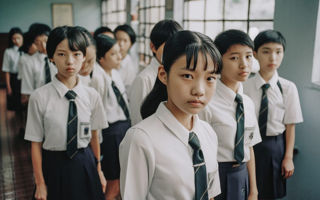 Midjourney + chatgpt creation photorealistic asian students