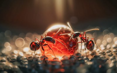 Ai midjourney v5 + chatgpt creation photorealistic red ants by Edwin Tan